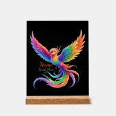 Personalisiertes Regenbogen-Phönix-Name-Geburtsdat Acrylschild (Vorderseite)