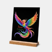 Personalisiertes Regenbogen-Phönix-Name-Geburtsdat Acrylschild (Winkel)