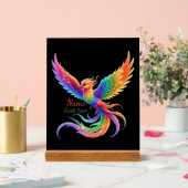 Personalisiertes Regenbogen-Phönix-Name-Geburtsdat Acrylschild (Hochzeit)