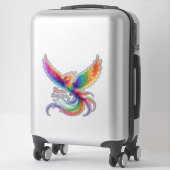 Personalisiertes Regenbogen-Phönix-Name-Geburtsdat Aufkleber (Koffer)