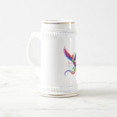 Personalisiertes Regenbogen-Phönix-Name-Geburtsdat Bierglas (Vorderseite Links)