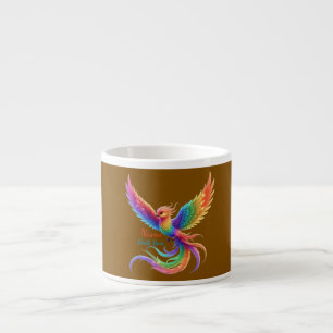 Personalisiertes Regenbogen-Phönix-Name-Geburtsdat Espressotasse