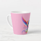 Personalisiertes Regenbogen-Phönix-Name-Geburtsdat Milchtasse (Linke Ecke)