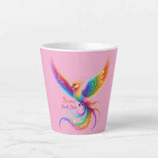 Personalisiertes Regenbogen-Phönix-Name-Geburtsdat Milchtasse
