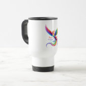 Personalisiertes Regenbogen-Phönix-Name-Geburtsdat Reisebecher (Vorderseite Links)