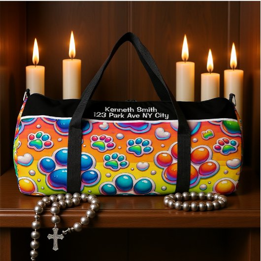 Personalisiertes Regenbogen-Reisemonogramm mit Bla Duffle Bag