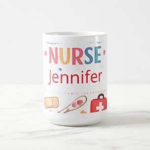 Personalisiertes Regenbogen-Schulkrankenschwester- Kaffeetasse