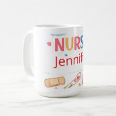 Personalisiertes Regenbogen-Schulkrankenschwester- Kaffeetasse (Vorderseite Links)