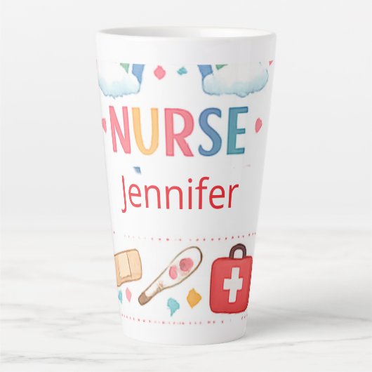 Personalisiertes Regenbogen-Schulkrankenschwester- Milchtasse (Vorderseite)