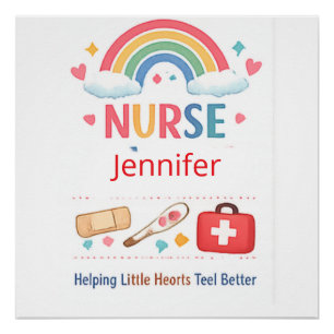 Personalisiertes Regenbogen-Schulkrankenschwester- Poster
