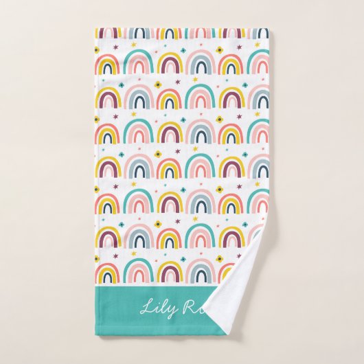 Personalisiertes Regenbogenmuster Badhandtuch Set (Handtuch)