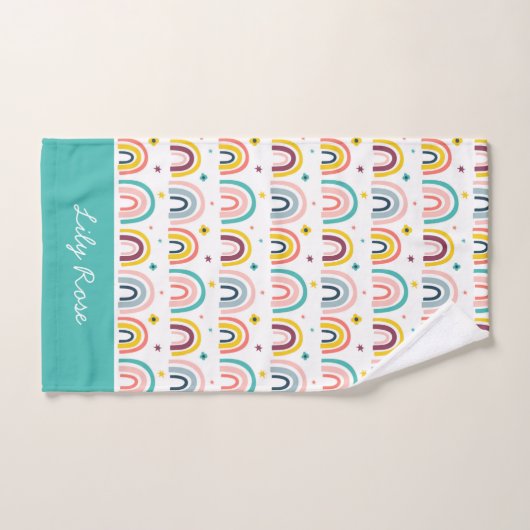 Personalisiertes Regenbogenmuster Badhandtuch Set (Handtuch)