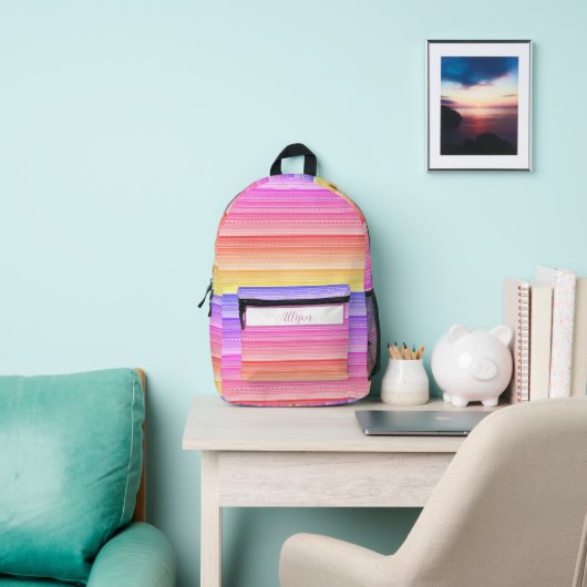 Personalisiertes Regenbogenmuster Bedruckter Rucksack (InSitu)