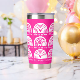 Personalisiertes Regenbogenmuster - Hot Pink Thermobecher