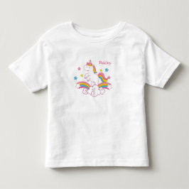 Personalisiertes Regenbogenunicorn-Shirt mit Namen Kleinkind T-shirt