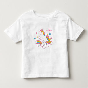 Personalisiertes Regenbogenunicorn-Shirt mit Namen Kleinkind T-shirt