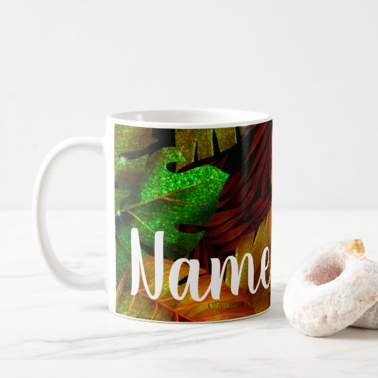 Personalisiertes Regenwald-Design Kaffeemaschine T Kaffeetasse (Mit Donut)