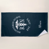 Personalisiertes registriertes Nurse Blue White Ca Strandtuch (Vorderseite)