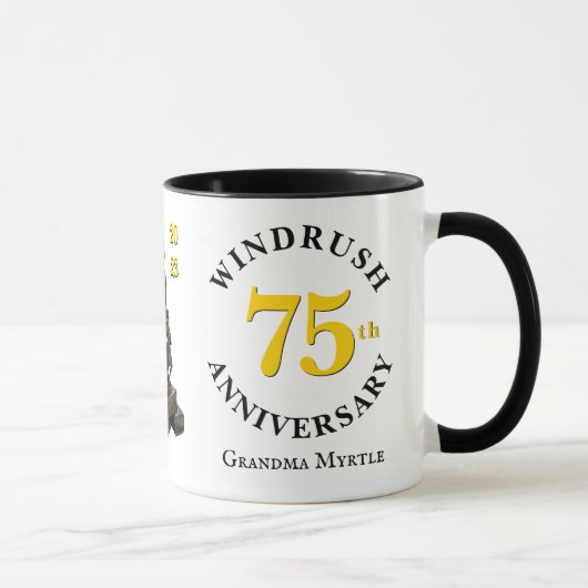Personalisiertes Reich Windrush 75 Jahre alt Tasse (Rechts)