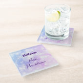 Personalisiertes Reiki Practitioner-Design Glasuntersetzer (Schrägansicht)