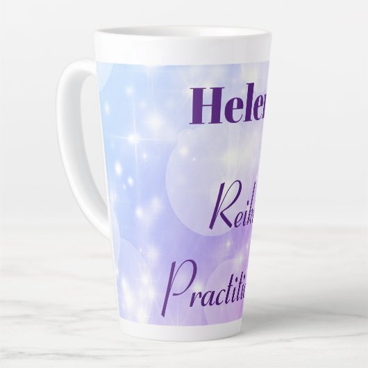 Personalisiertes Reiki Practitioner Funkeldesign Milchtasse (Linke Ecke)
