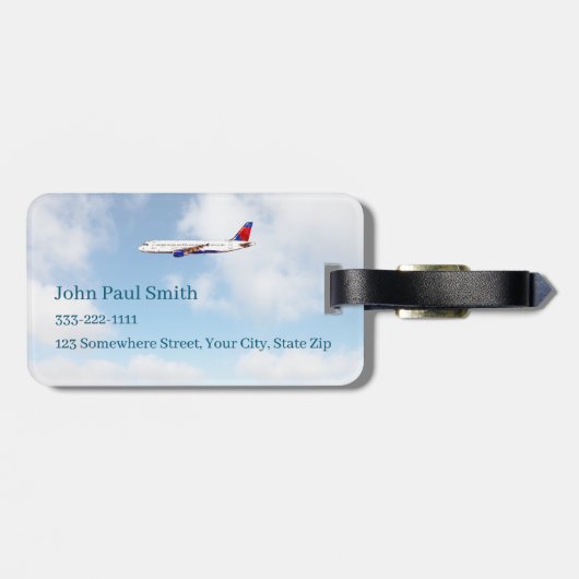 Personalisiertes Reiseflugzeug mit Monogramm Gepäckanhänger (Rückseite horizontal)