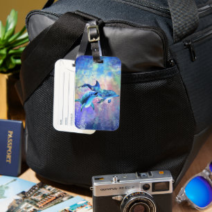 Personalisiertes Reisegepäckanhänger-Paar-Delfin Gepäckanhänger