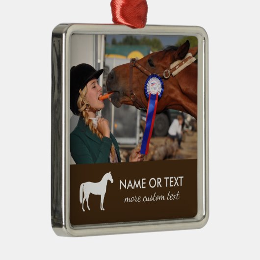Personalisiertes Reiten Foto Reitsport Reiten Silbernes Ornament (Rechts)