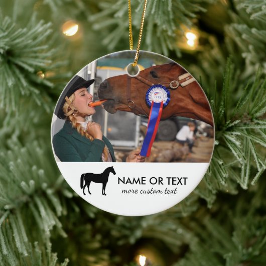 Personalisiertes Reitsport Foto Reiten Keramik Ornament (Baum)