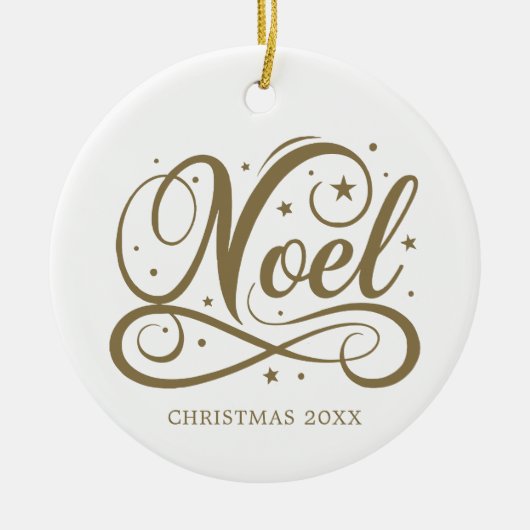 Personalisiertes religiöses Gold-Script-Weihnachte Keramik Ornament (Vorne)