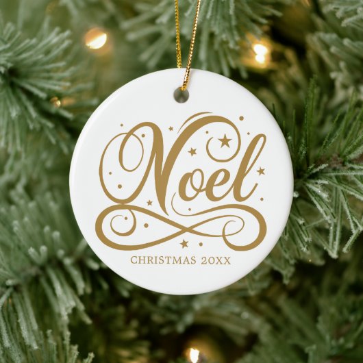Personalisiertes religiöses Gold-Script-Weihnachte Keramik Ornament (Baum)