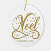 Personalisiertes religiöses Gold-Script-Weihnachte Keramik Ornament (Links)