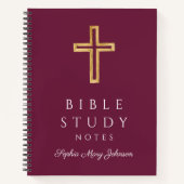 Personalisiertes religiöses Kreuz des Burgund Notizblock (Vorderseite)
