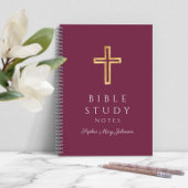Personalisiertes religiöses Kreuz des Burgund Notizblock