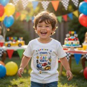 Personalisiertes Rennwagen-Geburtstags-Outfit Ki Kleinkind T-shirt