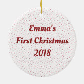 Personalisiertes Rentier Baby Keramik Ornament (Hinten)