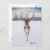 Personalisiertes Rentier-Foto Postkarte (Vorne/Hinten)