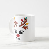 Personalisiertes Rentier mit Lichterfried Weihnach Kaffeetasse (Vorderseite Links)