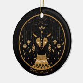 Personalisiertes Rentier Weihnachts-Foto Keramik Ornament (Links)