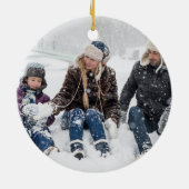 Personalisiertes Rentier Weihnachts-Foto Keramik Ornament (Hinten)