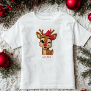 Personalisiertes Rentier-Weihnachts-Shirt für Juge Kleinkind T-shirt