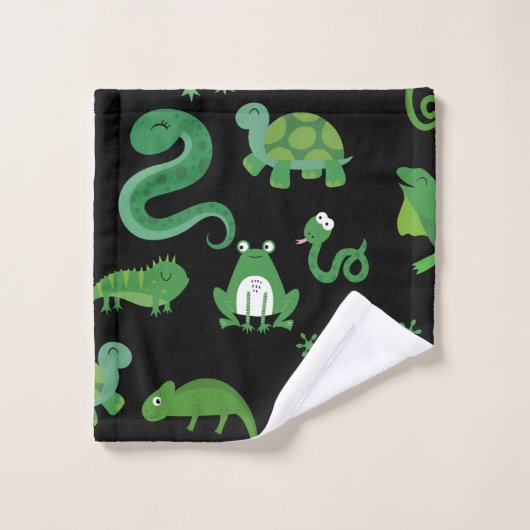Personalisiertes Reptil Amphibientier Badhandtuch Set (Waschlappen)