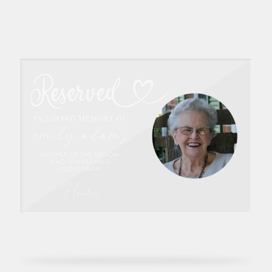 Personalisiertes reserviertes Foto für die Gedenks Acrylschild (Vorderseite)
