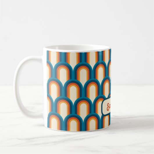 Personalisiertes Retro Arch Rainbow-Muster Kaffeetasse (Links)