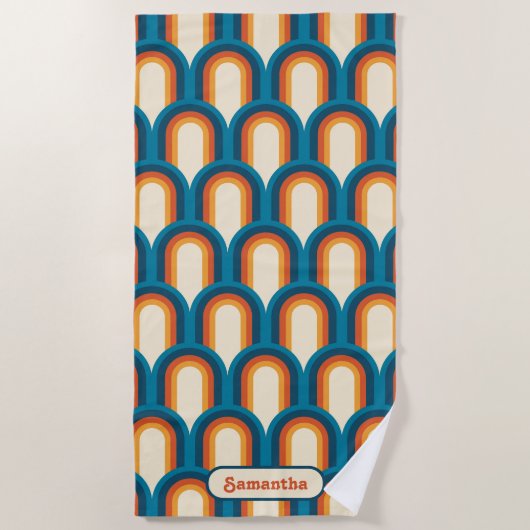 Personalisiertes Retro Arch Rainbow-Muster Strandtuch (Vorderseite)