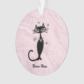 Personalisiertes Retro Atomic Black Cat Ornament (Vorderseite)