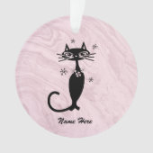 Personalisiertes Retro Atomic Black Cat Ornament (Vorderseite)