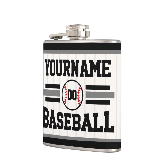 Personalisiertes Retro-Baseball-Player-Team Flachmann (Links)