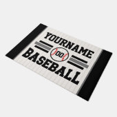 Personalisiertes Retro-Baseball-Player-Team Fußmatte (Schrägansicht)