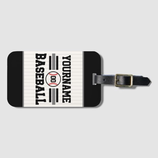 Personalisiertes Retro-Baseball-Player-Team Gepäckanhänger (Vorderseite (Horizontal))